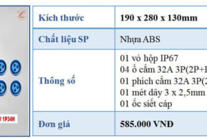 Thông số kỹ thuật hộp nguồn thi công ổ cắm 32A công nghiệp 1 pha