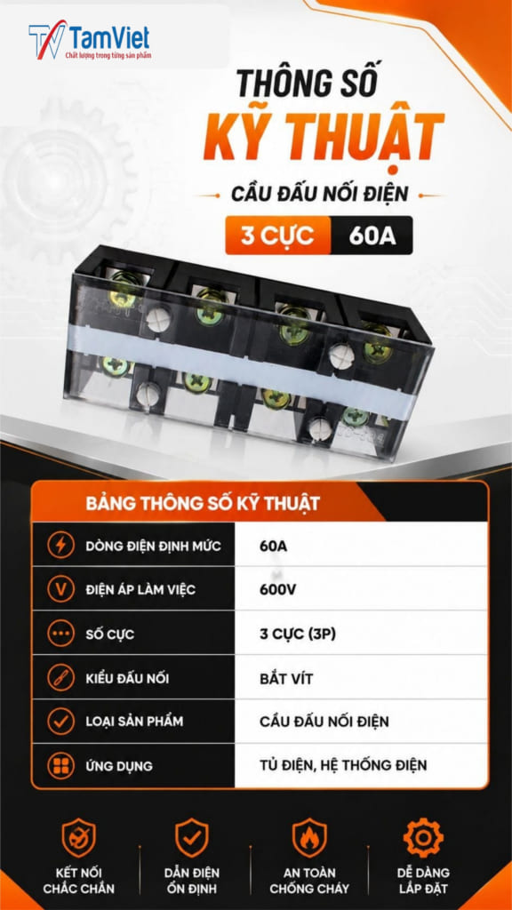 Cầu Đấu Điện 3 Cực 60A