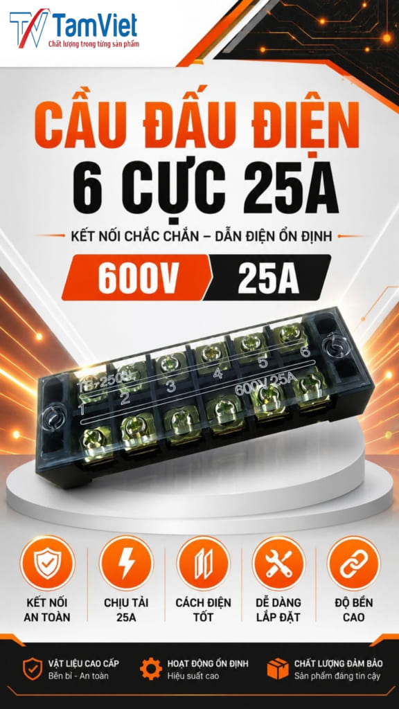 Cầu Đấu Điện 6 Cực 25A