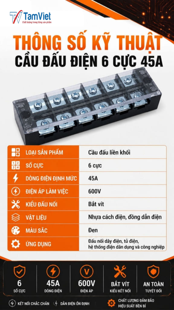 Cầu Đấu Điện 6 Cực 45A