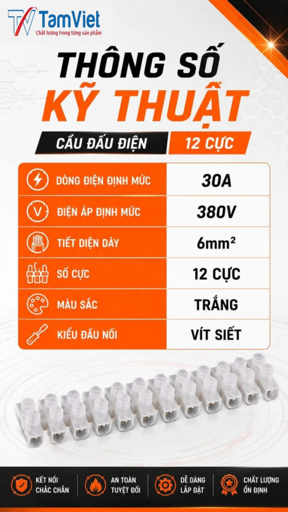 Ốc Siết đầu điện 12 cực