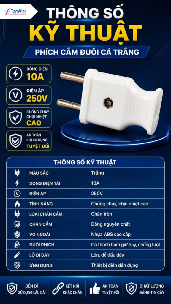 Phích cắm đuôi cá trắng