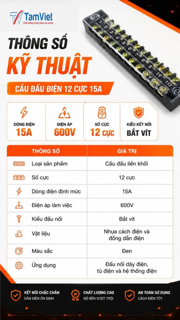 cầu đấu điện 15 cực