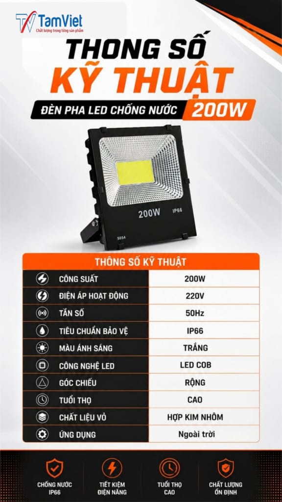 đèn pha led 200w