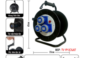 Cuộn dây điện, rulo cuốn dây điện 1 pha 3 ổ cắm cao cấp IP67