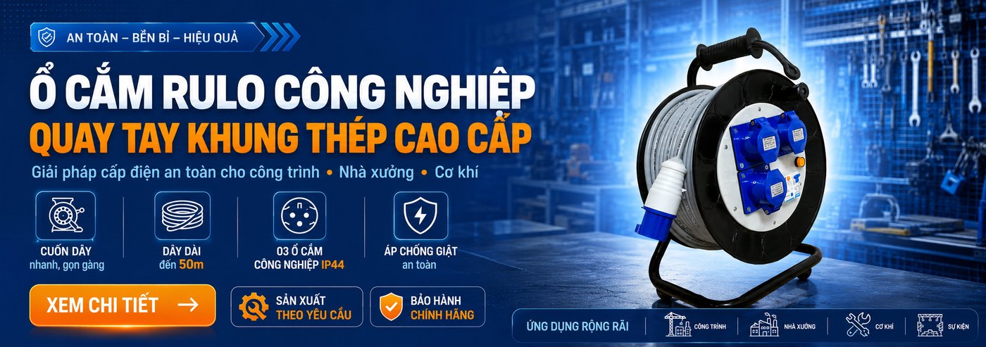 Ổ cắm rulo công nghiệp quay tay khung thép