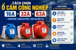 Cách chọn ổ cắm công nghiệp 16A, 32A, 63A theo 5 yếu tố – Tâm Việt