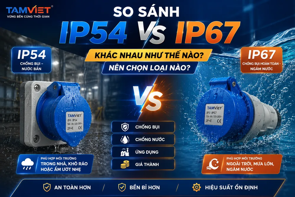 So sánh IP54 và IP67: khác nhau thế nào và nên chọn loại nào – Tâm Việt